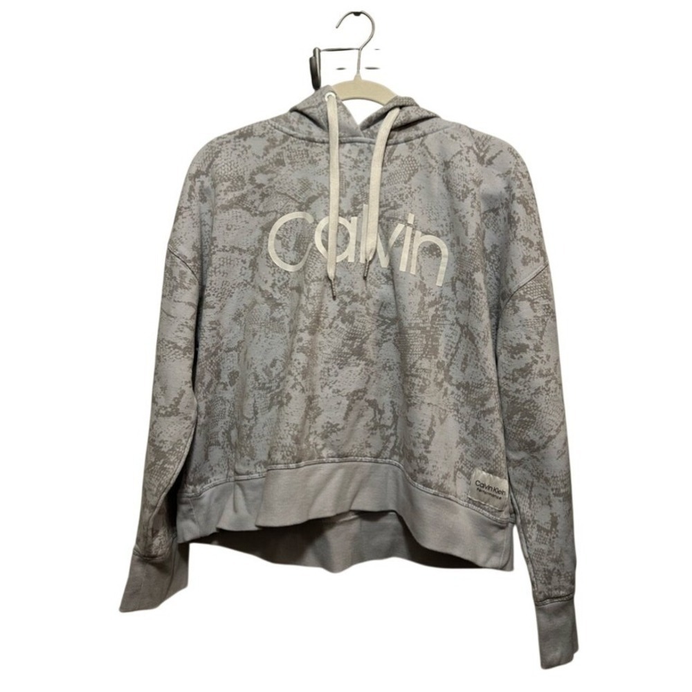 Calvin Klein Performance Women XL Lavender Snake Animal Print Cropped Hoodie Top